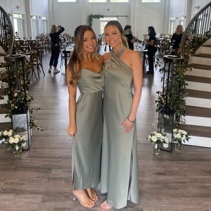 Anthropologie Cali Satin Cowl Neck MIDI Dress